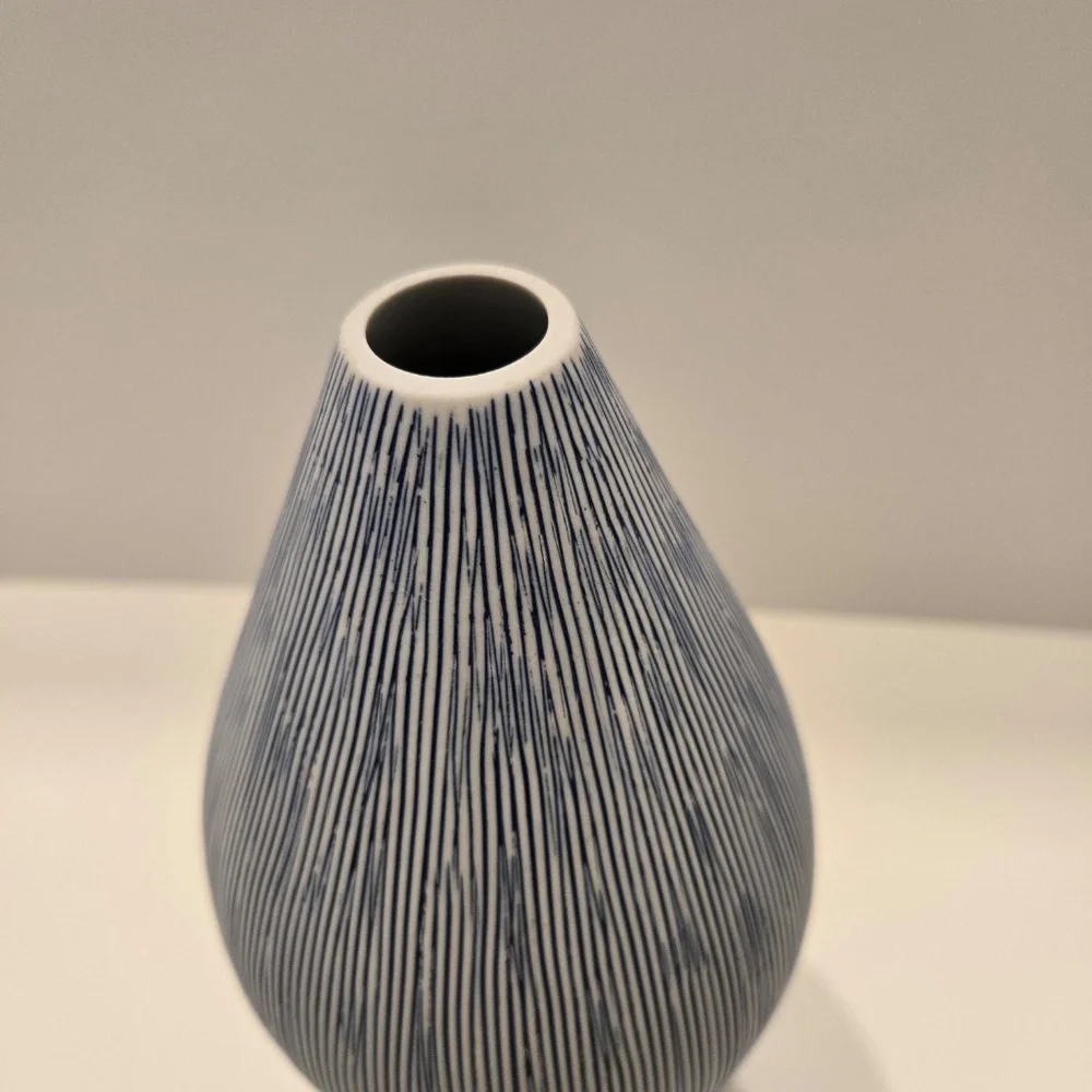 Blue and White Striped Vase